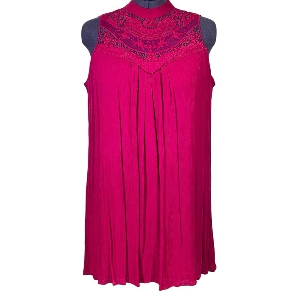 As U Wish women's plus size 2X Burgundy lace high collar sleeveless shift dress